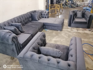 🔥HOT DEALS🔥 Best Seller L shaped Chesterfield + 2 Brandon chairs