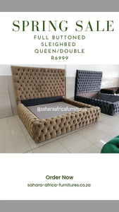 Full Buttoned Sleighbed Double / Queen Spring Special