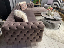 Load image into Gallery viewer, Full Buttoned L shape Chesterfield couch
