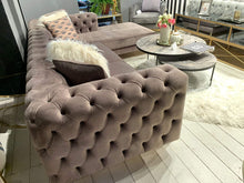 Load image into Gallery viewer, Full Buttoned L shape Chesterfield couch
