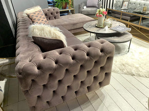 Full Buttoned L shape Chesterfield couch